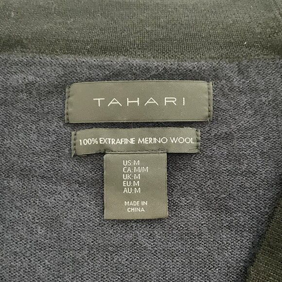 Mens Tahari Wool Cardigan Two Tone - Picture 3 of 7